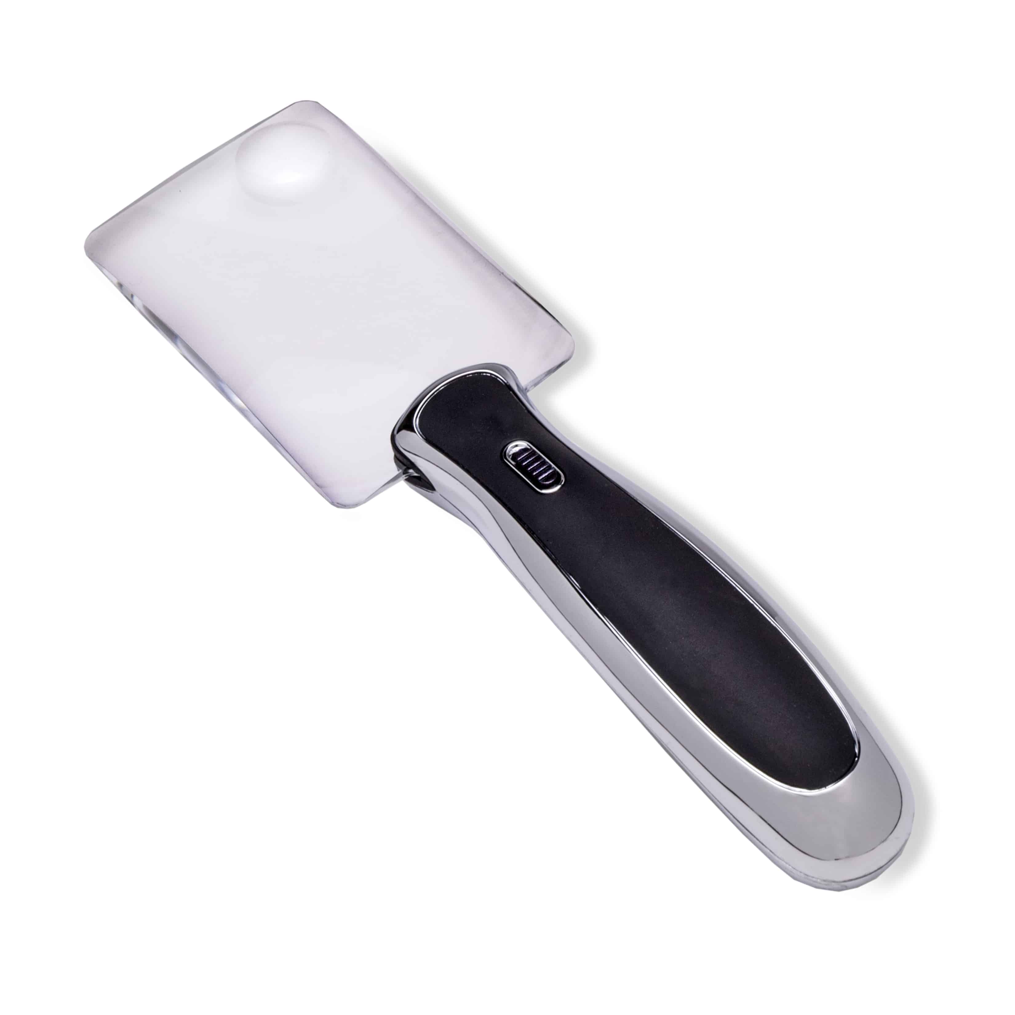 2x/6x Rimless Magnifier w/LED & Metal/Rubber Handle